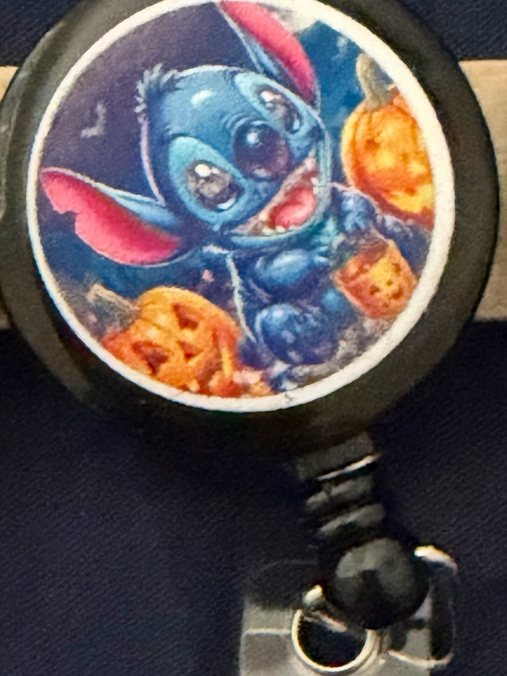 Blue Halloween-Themed Small Pets Badge Reel